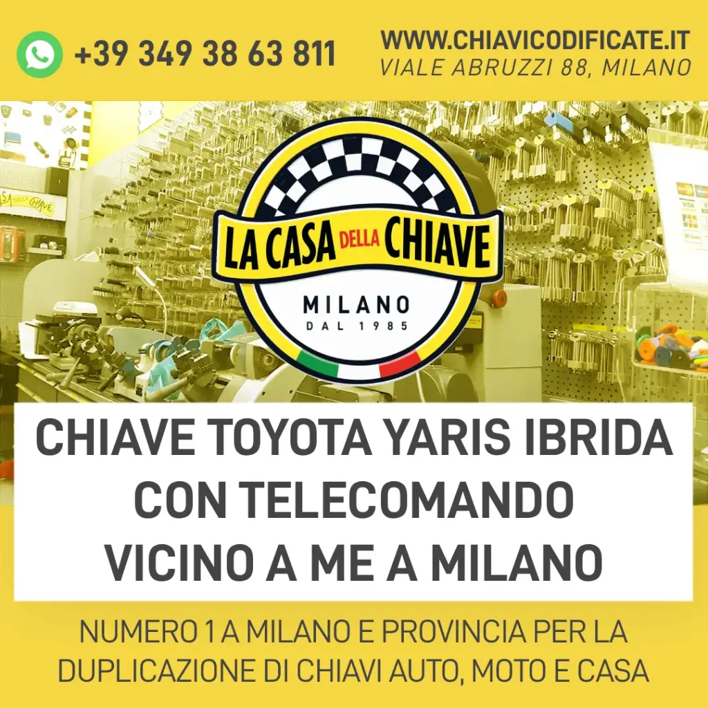 Chiave Toyota Yaris ibrida con telecomando vicino a me a Milano