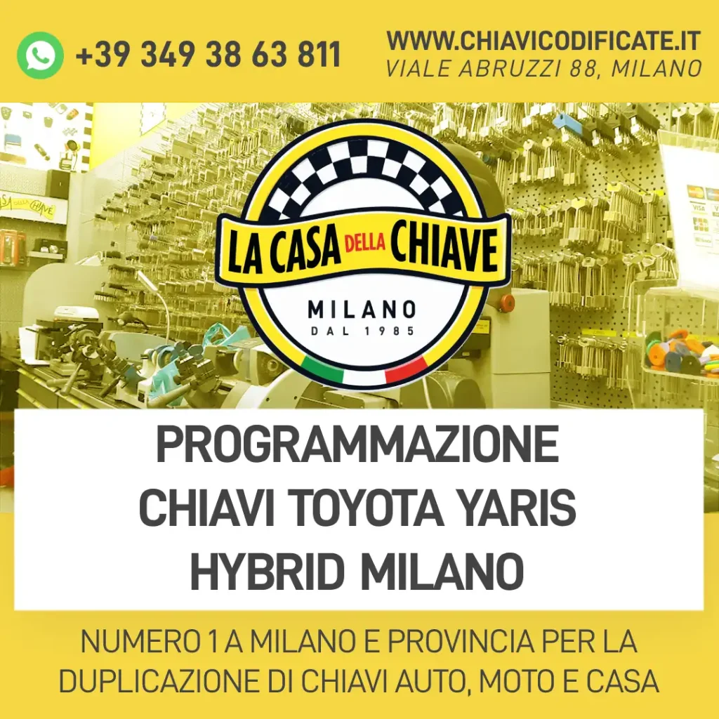 Programmazione chiavi Toyota Yaris Hybrid Milano
