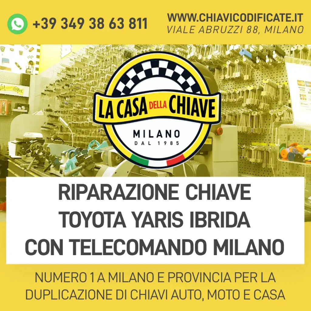 Riparazione chiave Toyota Yaris ibrida con telecomando Milano